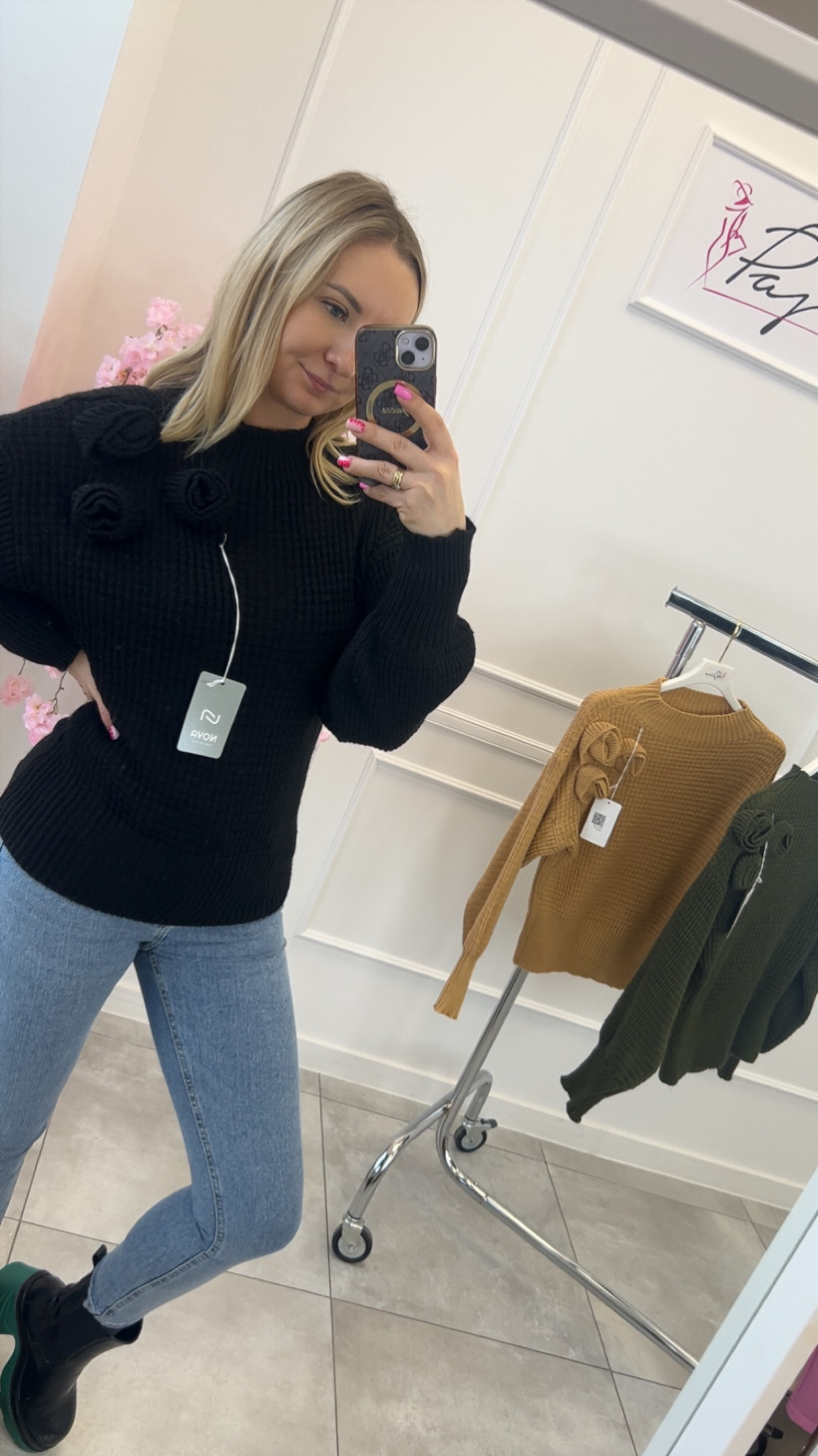Sweter oversize kwiaty 14055