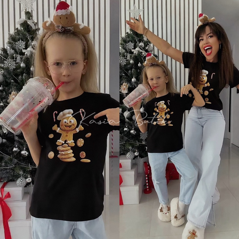 T-shirt Bawełniany Ciastek Czarny KIDS