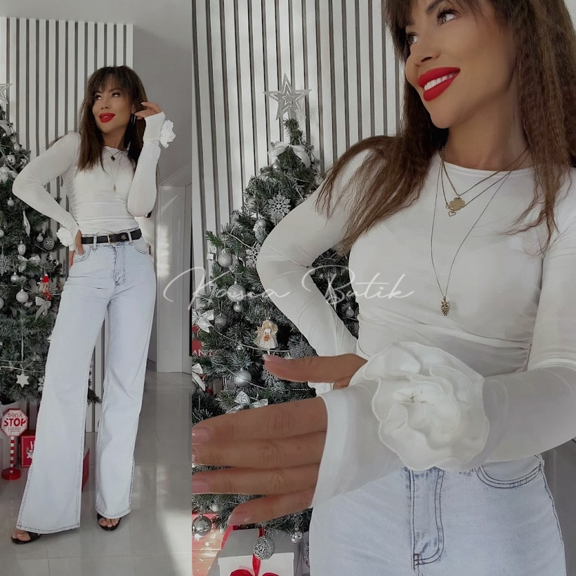 Bluzka Wiskozowa Gold Lady Różyczka Biała