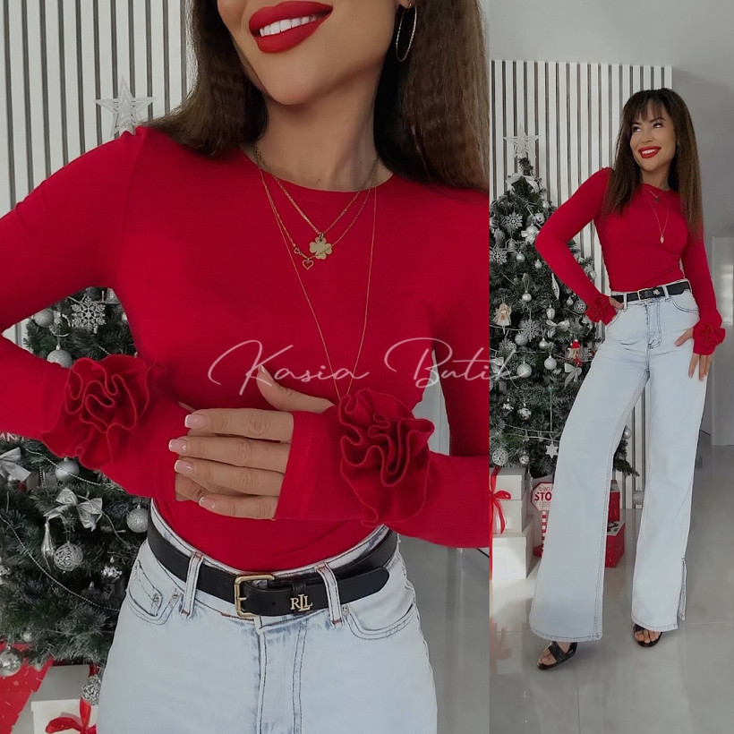 Bluzka Wiskozowa Gold Lady Różyczka Czerwona