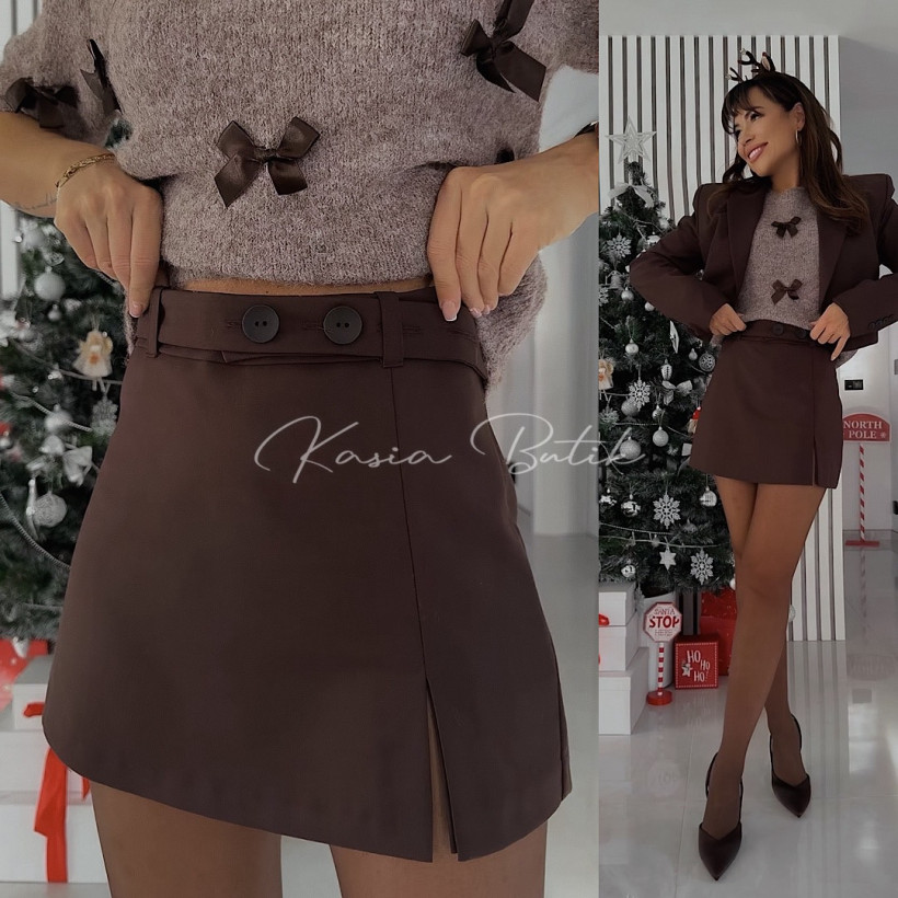 Spódnico-Szorty Wiskozowe Basic Czekoladowe