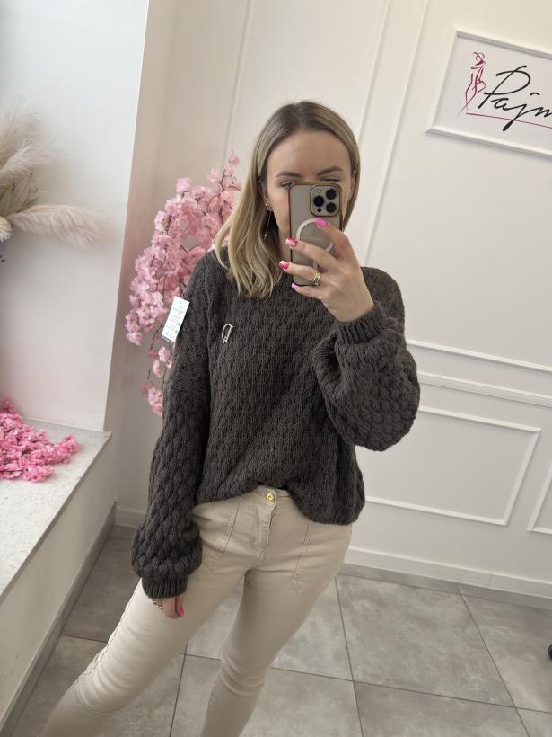 Sweter dzwonek dziergany 14071