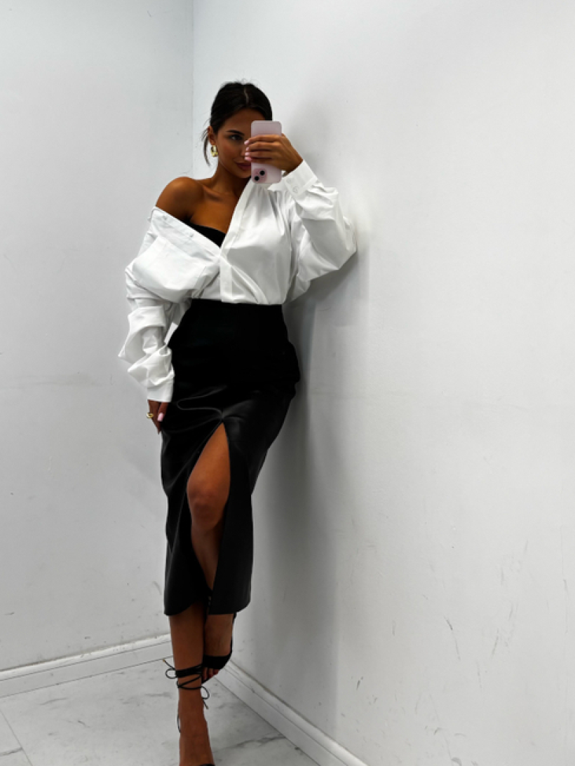 EM SPÓDNICA DŁUGA ECO SKÓRA CZARNA