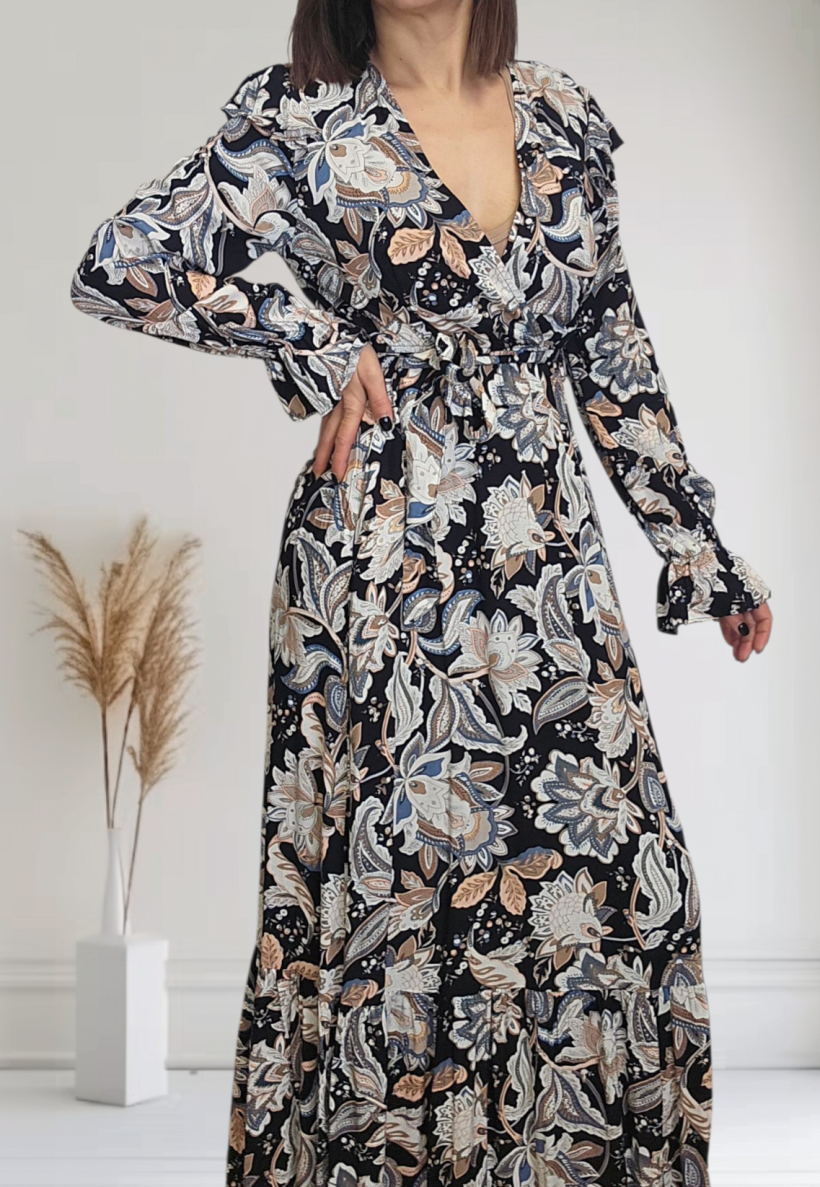 1184 VESTIDO PRETO ESTAMPADO