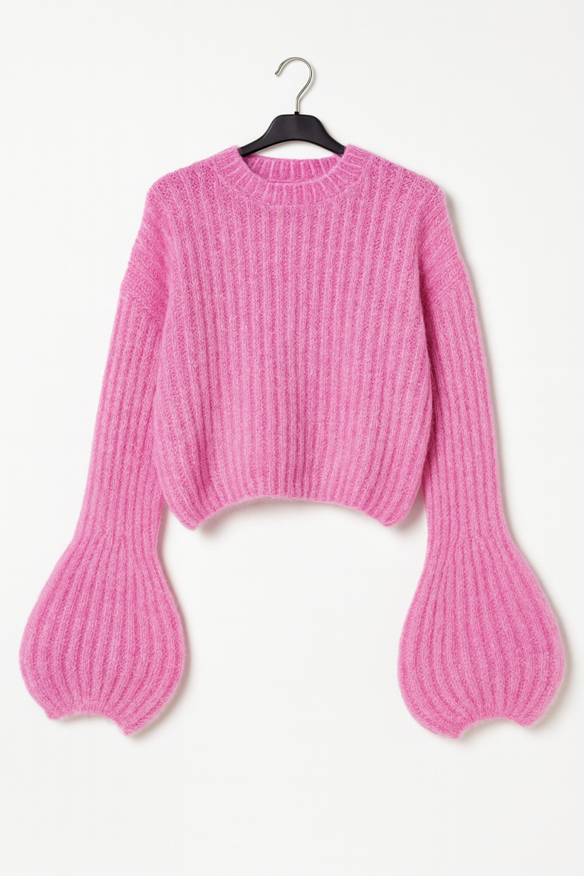 Sweter moher różowy 1856