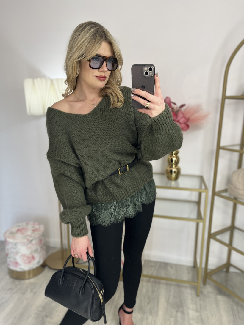 Sweter KORONKA KHAKI