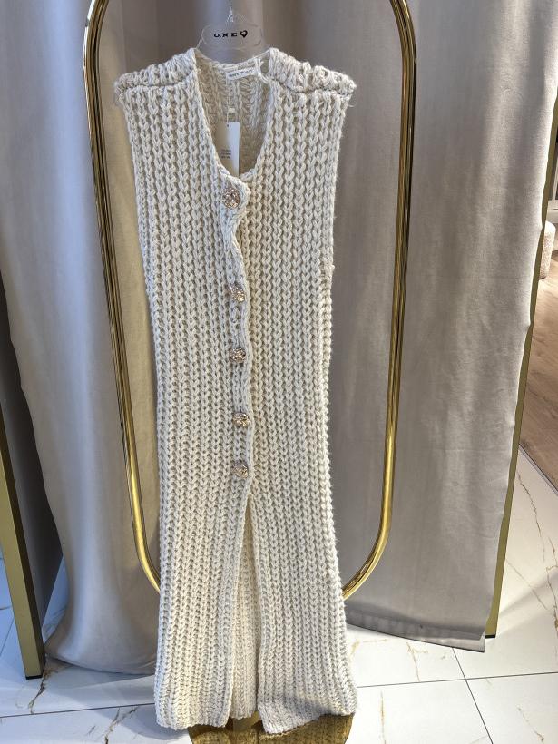 BISOUS KARDIGAN GRUBY SPLOT ŚMIETANA