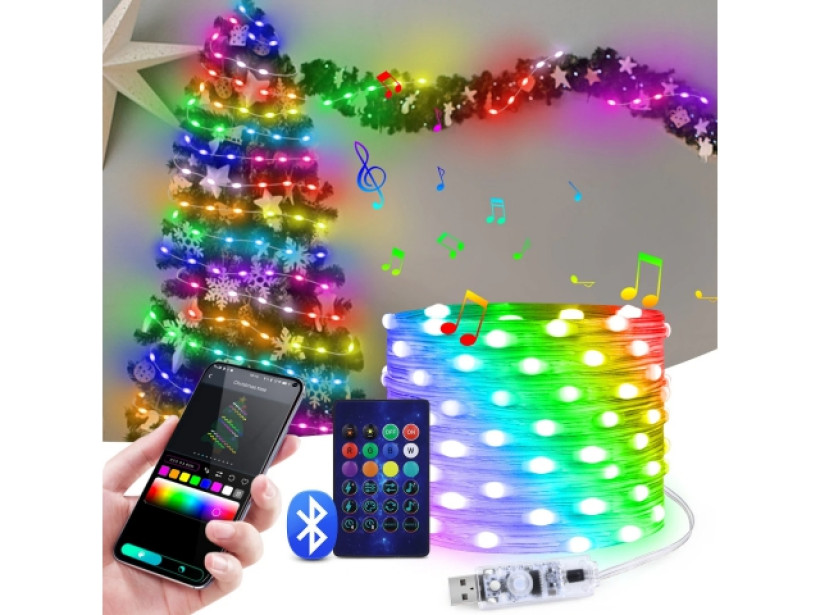 Inteligentne lampki 150 led app bluetooth