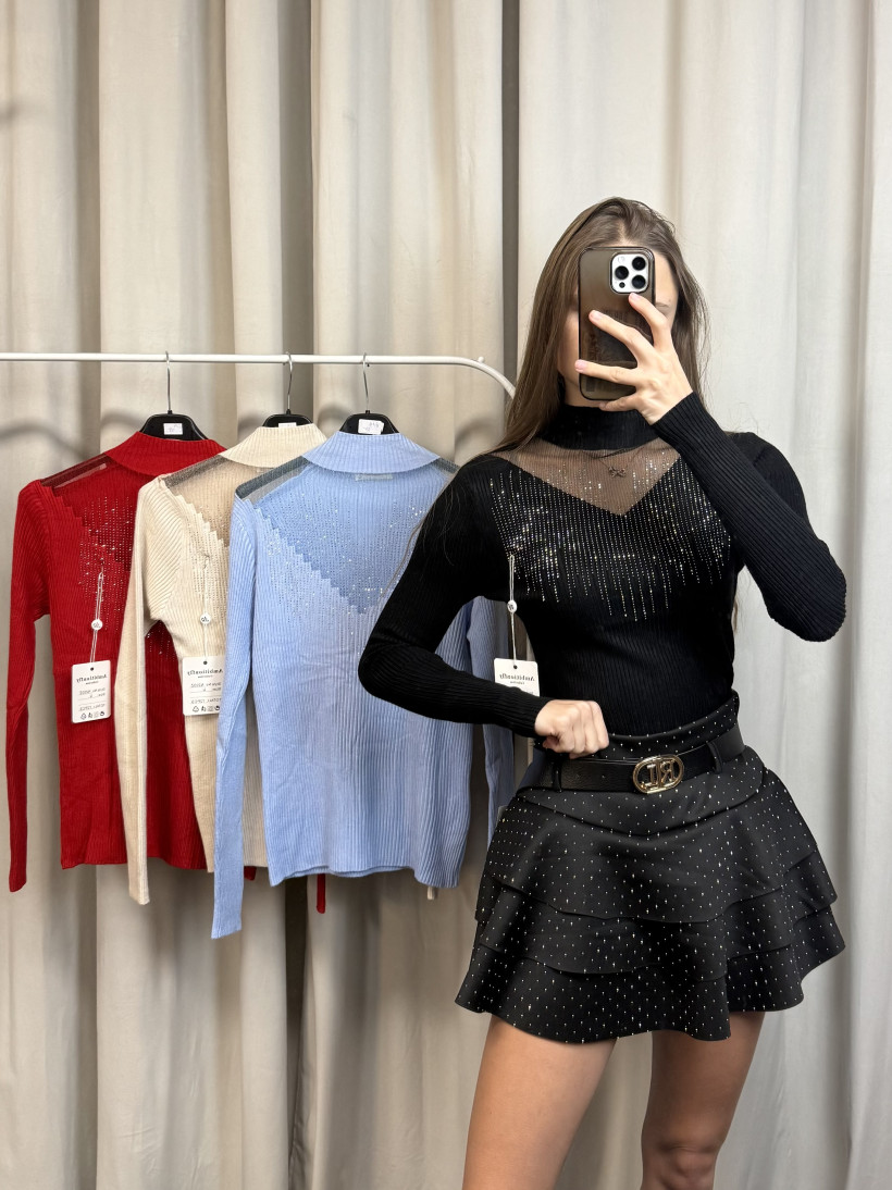 Sweterek diamenty prążek  