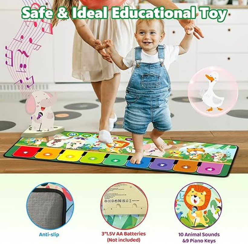 Zabawki Rodzon dla chłopców i dziewczynek w wieku 1-4 lat, mata do zabawy z muzyką