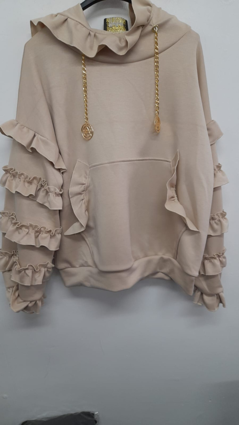 JA186 Bluza z falbankami Lola Bianka beżowa