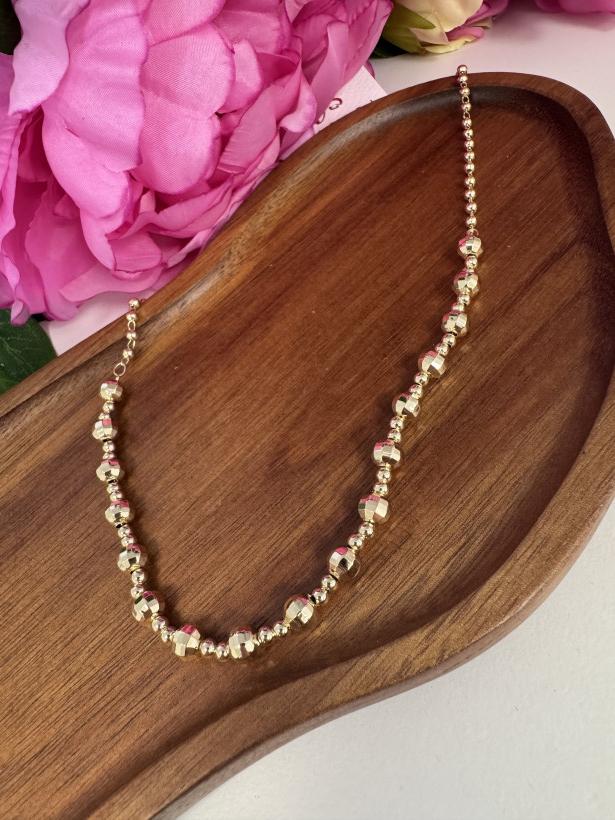 Łańcuszek złote koraliki 14095A