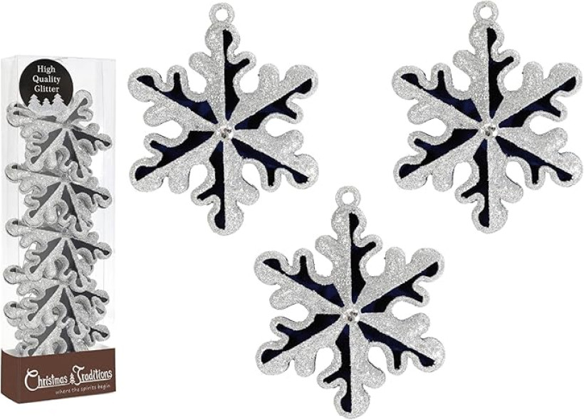 Brokatowe ozdoby świąteczne srebrne płatki śniegu