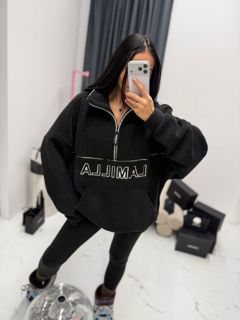 LA MILLA BLUZA POLAR CZARNY NAPIS