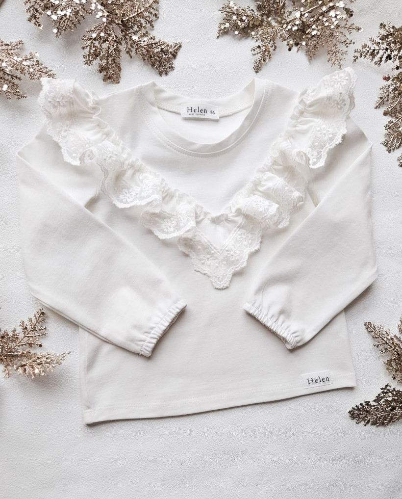 BLUZKA KREMOWA Z TIULOWĄ KORONKĄ V HELEN