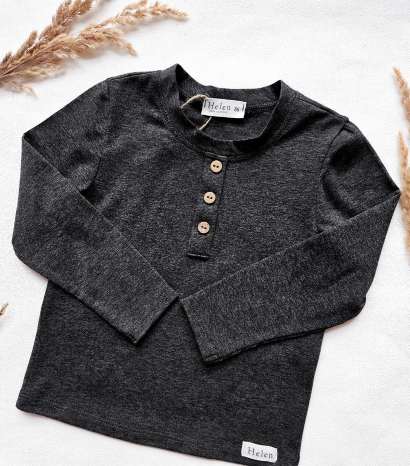 BLUZKA BASIC GRAFIT Z GUZICZKAMI HELEN