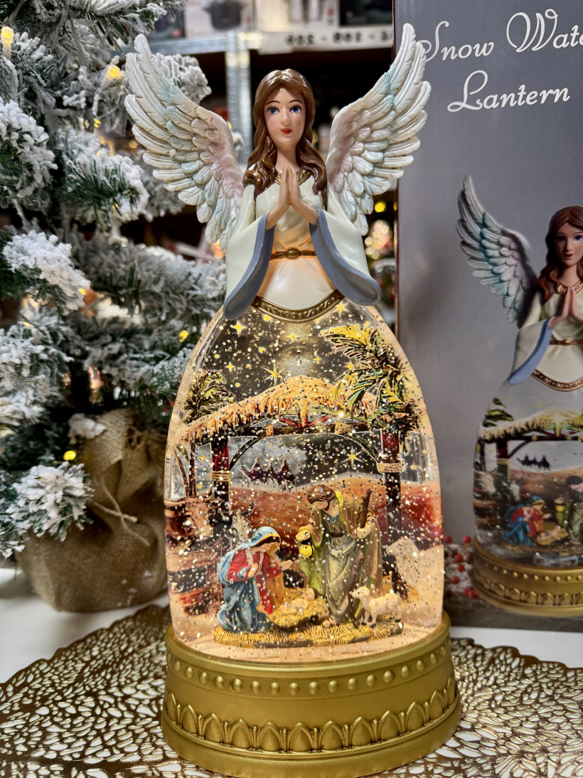 Lampion anioł. Rodzina święta. Grający. Wysokość 32cm.