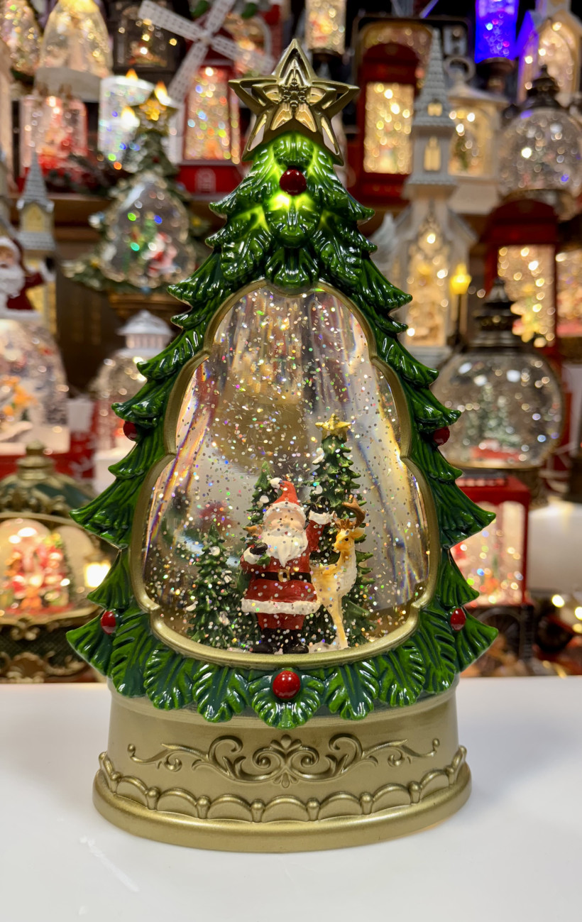 Lampion świąteczny. Choinka. Pozytywka grająca. Wysokość 28cm