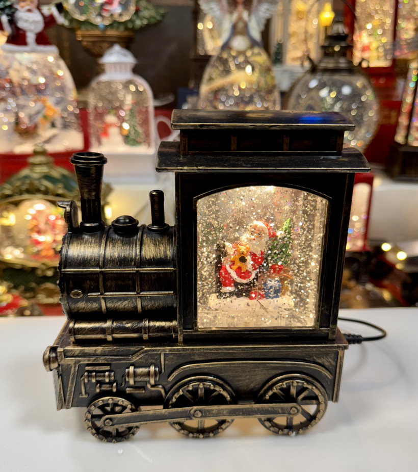 Pociąg świąteczny. Lampion. Pozytywka grająca. Wysokość 16cm 