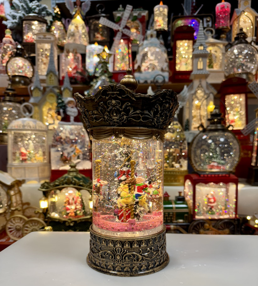 Lampion świąteczny karuzela. Pozytywka grająca. Wysokość 24cm