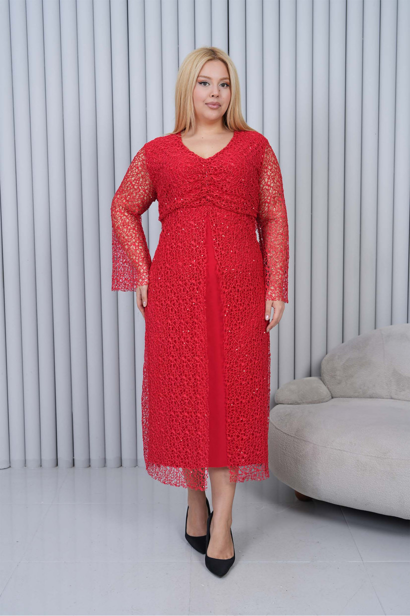  NOWOŚĆ! Sukienka SERAJ – elegancja w wersji PLUS SIZE czerwona