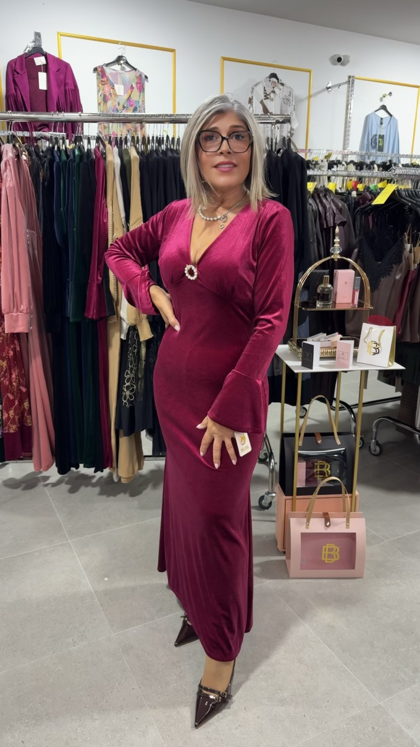 Vestido veludo aberto 856