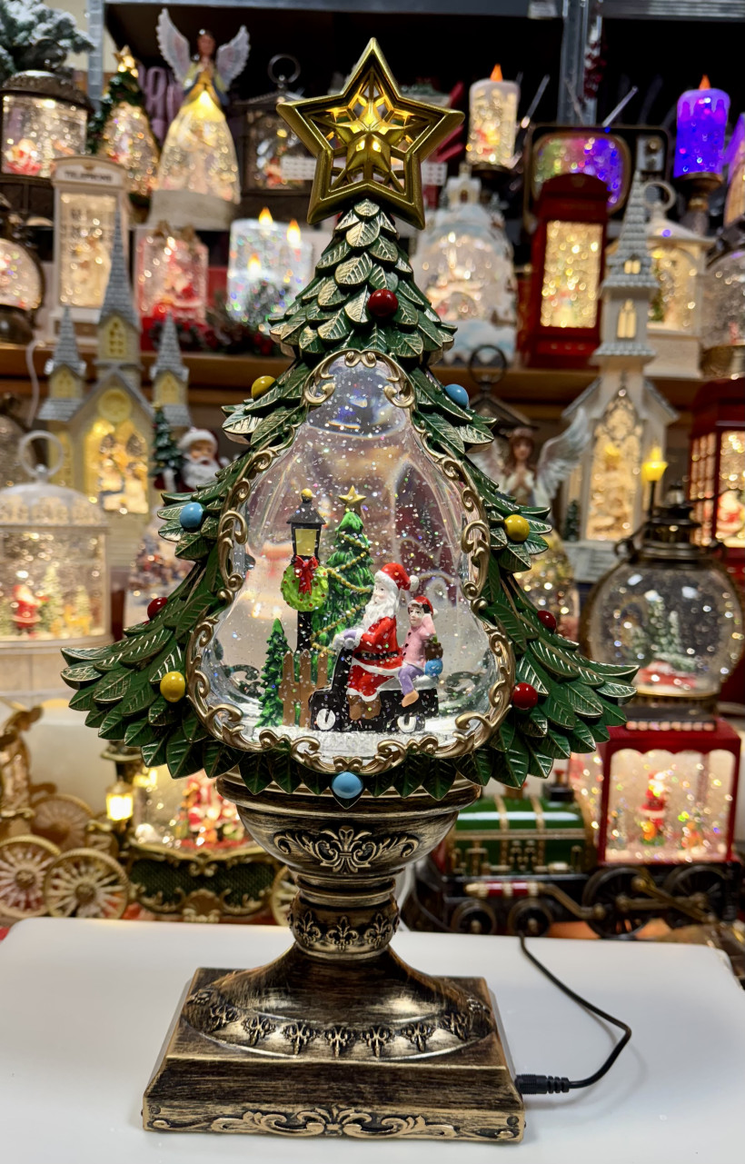 Lampion świąteczny duży choinka. Pozytywka grająca. Wysokość 45cm