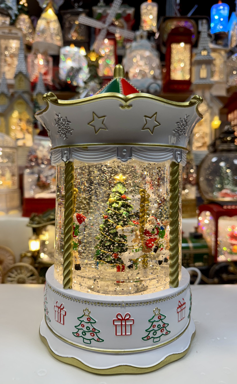 Lampion świąteczny karuzela. Pozytywka grająca. Wysokość 23cm