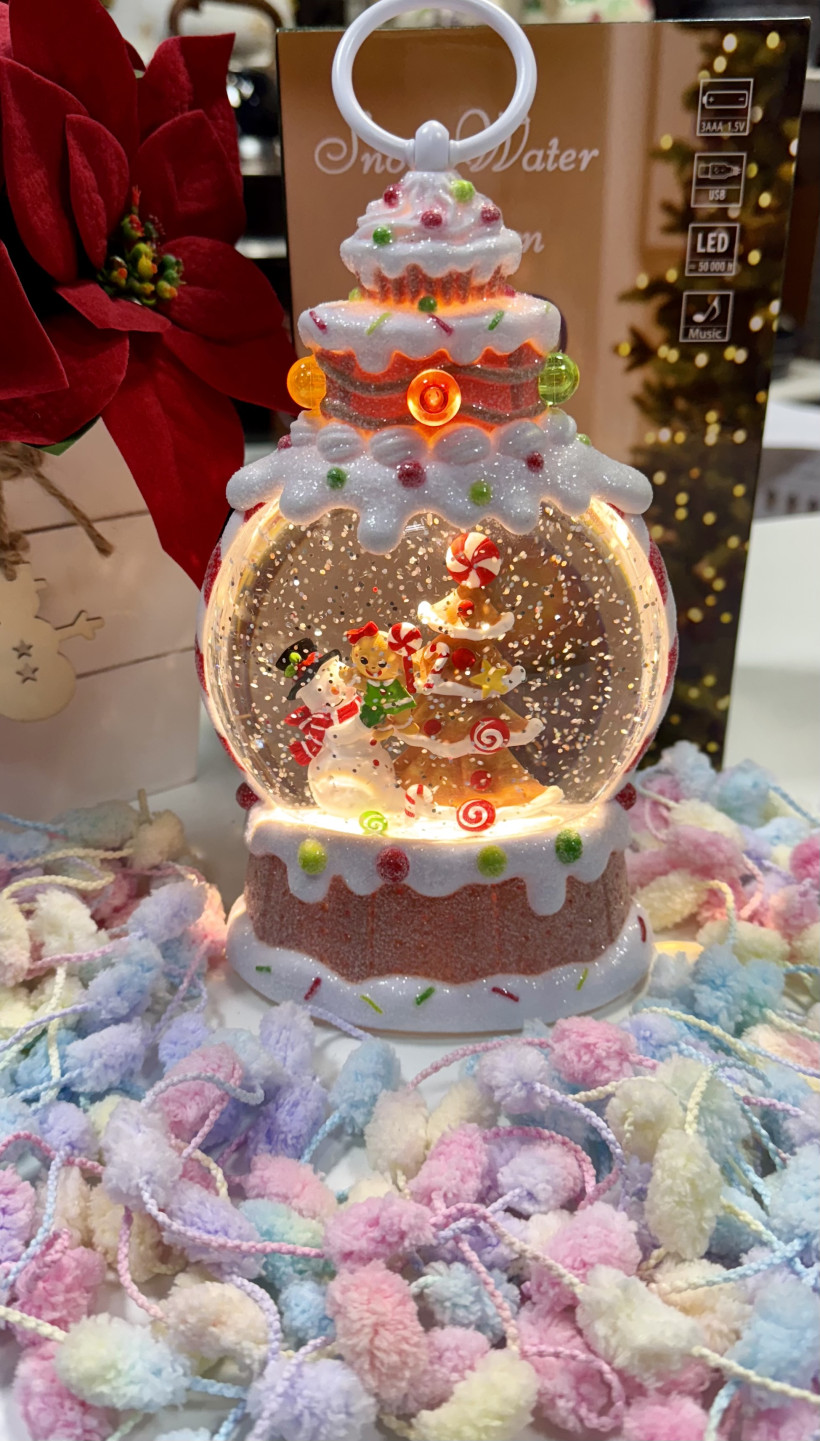 Lampion świąteczny. Pierniczkowy. Pozytywka grająca. Wysokość 22cm