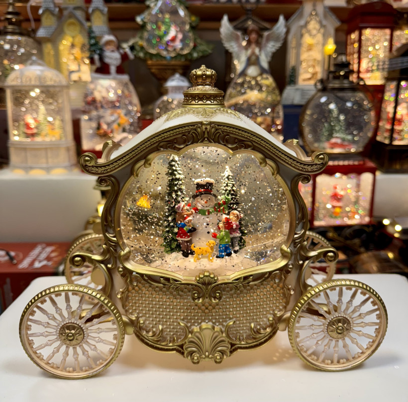 Lampion świąteczny karoca. Pozytywka grająca. Wysokość 21cm