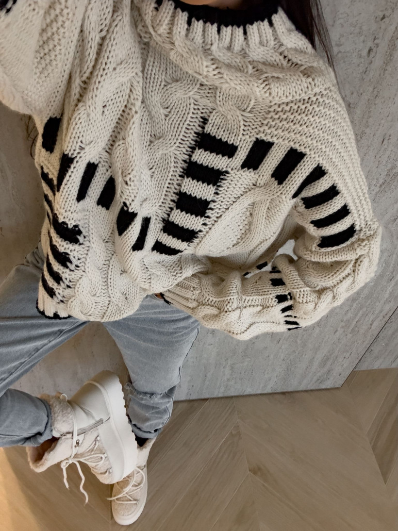 Sweter golf By Me Train beżowo czarny