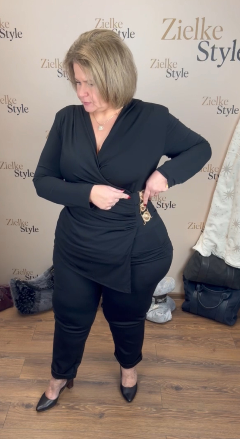 Tunika 3 złote sprzączki  - 6672 - czarna