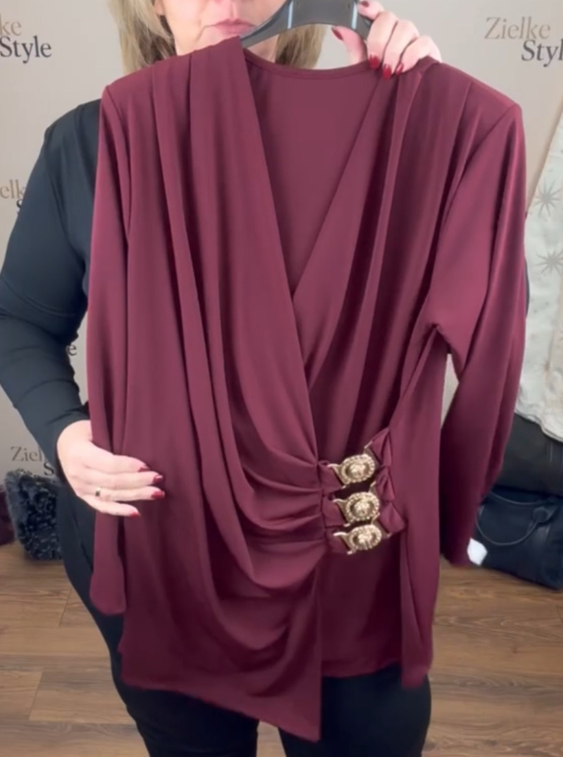 Tunika 3 złote sprzączki - 6672 - bordo
