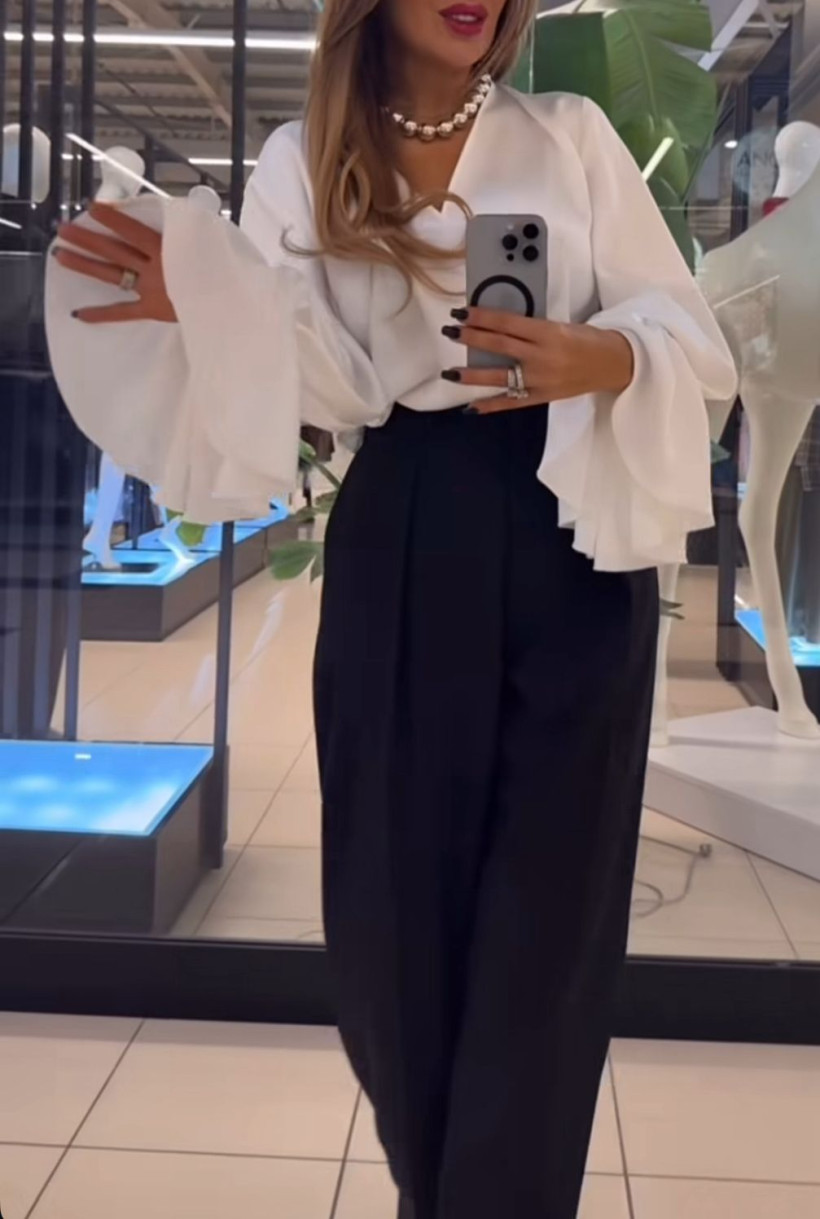 EM KOSZULA SATYNA BIAŁA DZWONKI