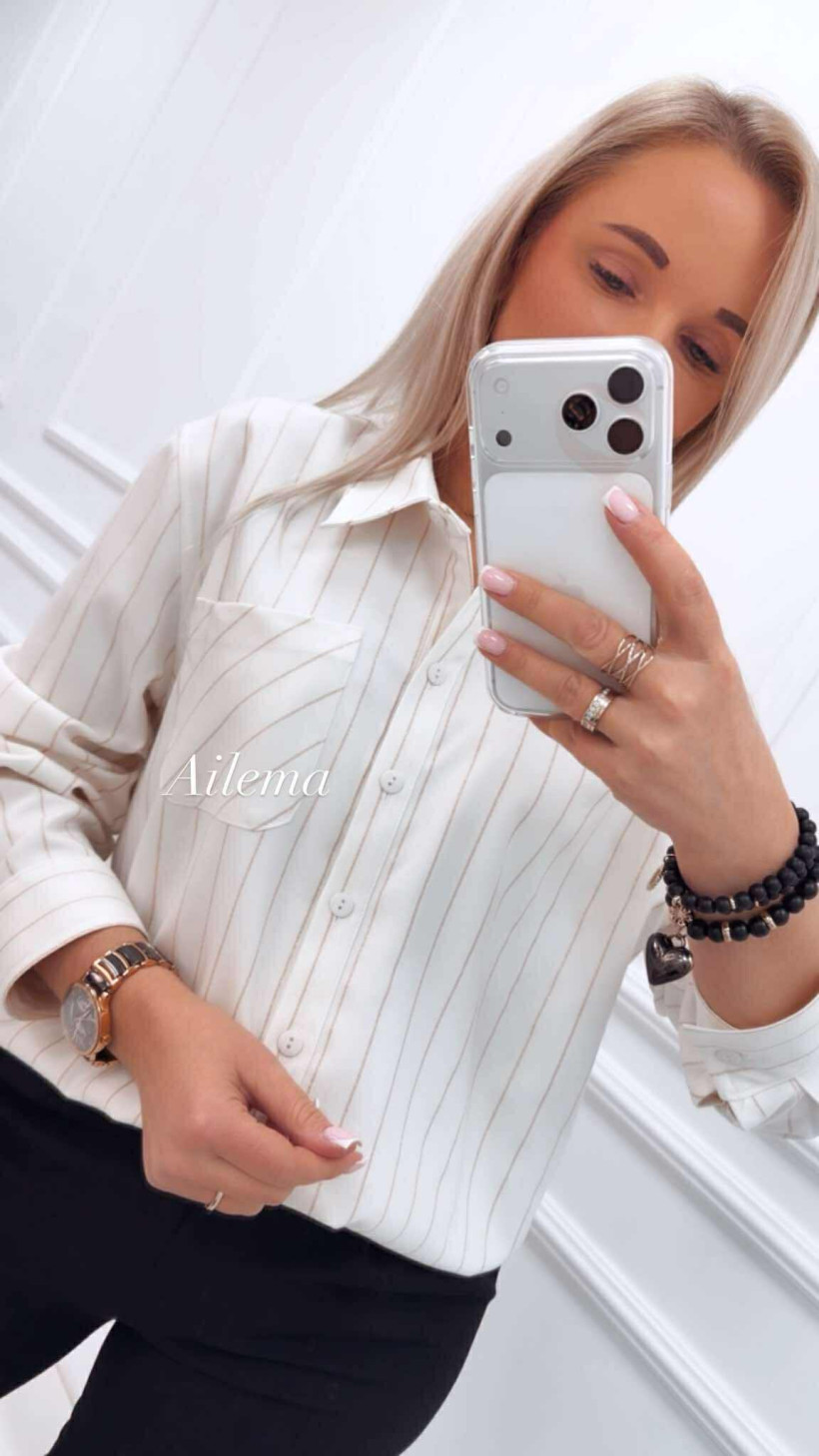 Koszula EMG na guziki kk1560 zdobiona błyszczącymi paseczkami