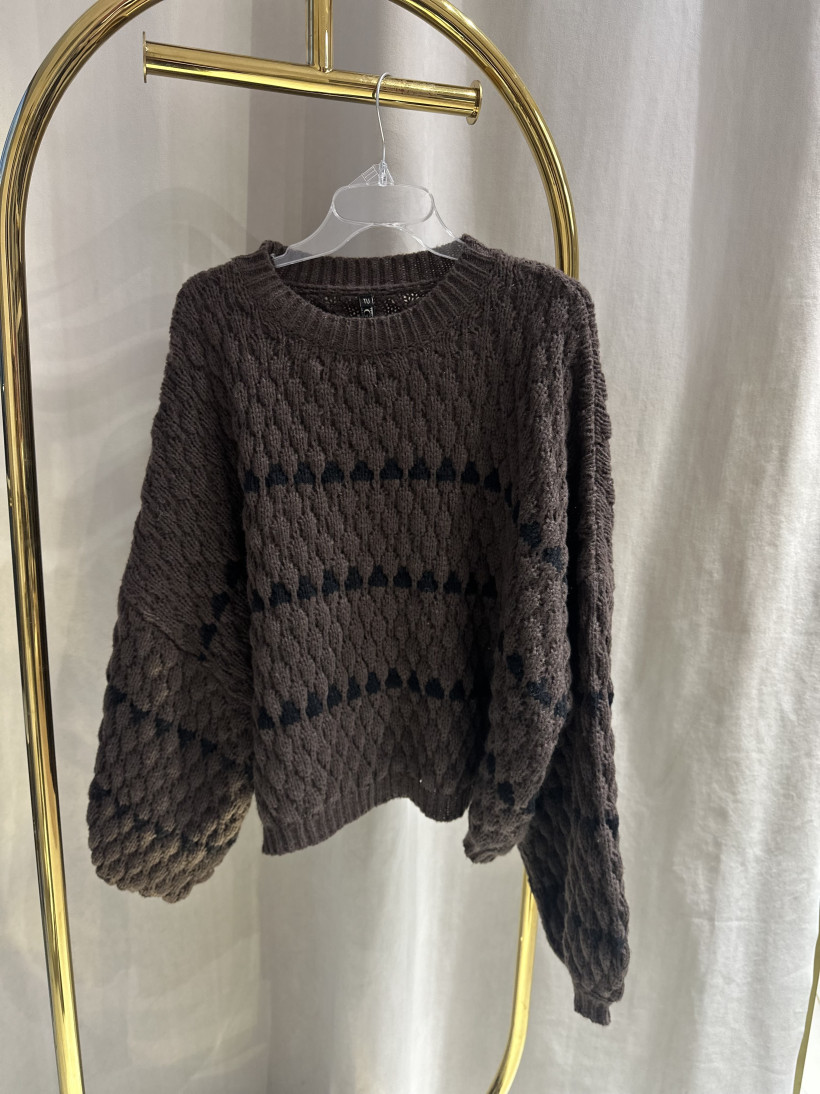 GD SWETER CZEKOLADOWY RĘKAW BUFKA