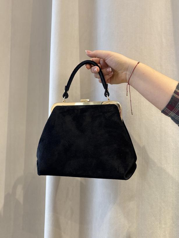 TOREBKA ALA KOPERTÓWKA CZARNA ZAMSZ