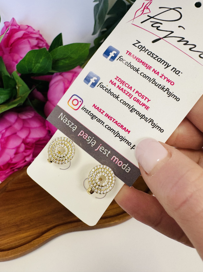 Kolczyki okrągłe cyrkonie 13704 W