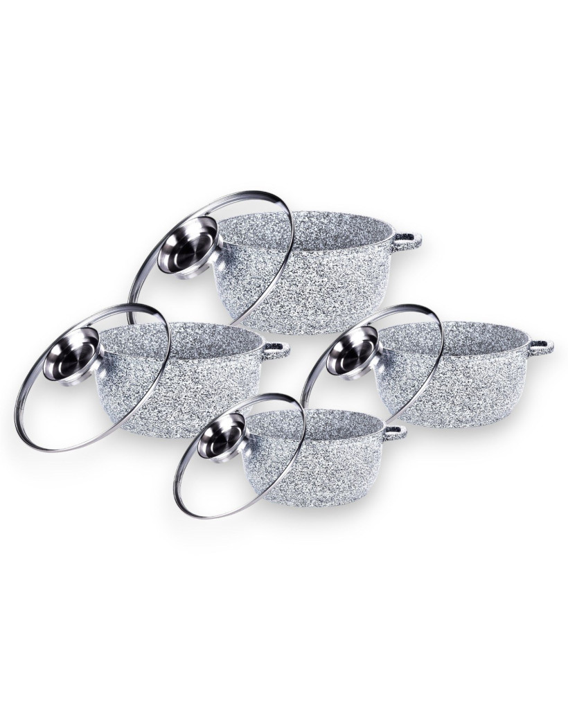 8-częściowy zestaw garnków okrągły Granit - MP-2150