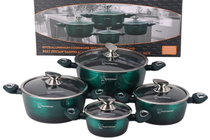 Zestaw garnków 8-częściowy zielony - MP-2801