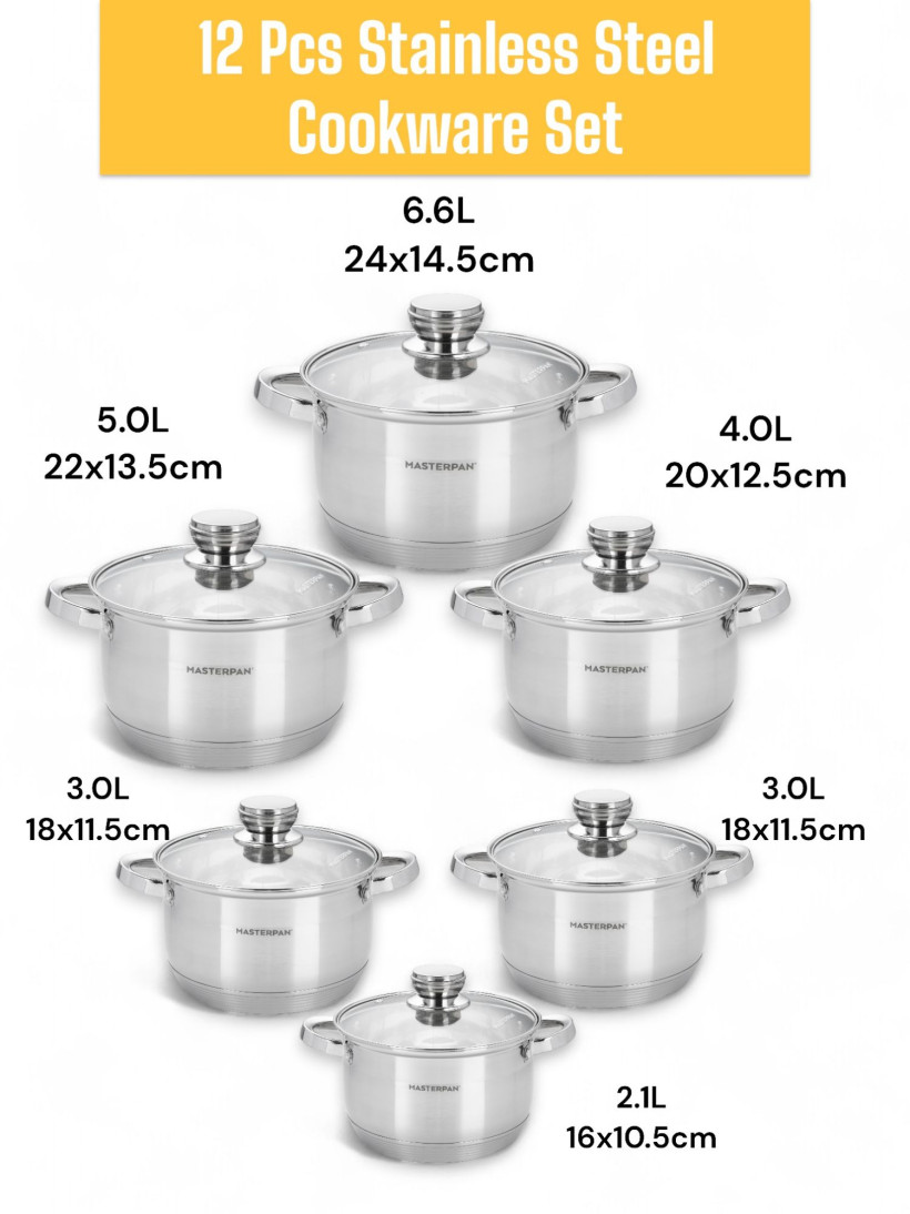 Zestaw garnków ze stali nierdzewnej 12 el. - MP-5113