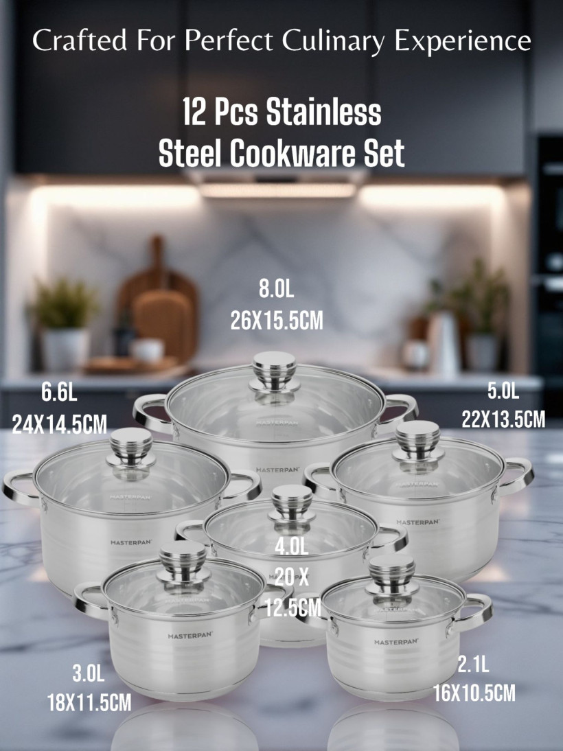 Zestaw garnków ze stali nierdzewnej 12 el. - MP-5117