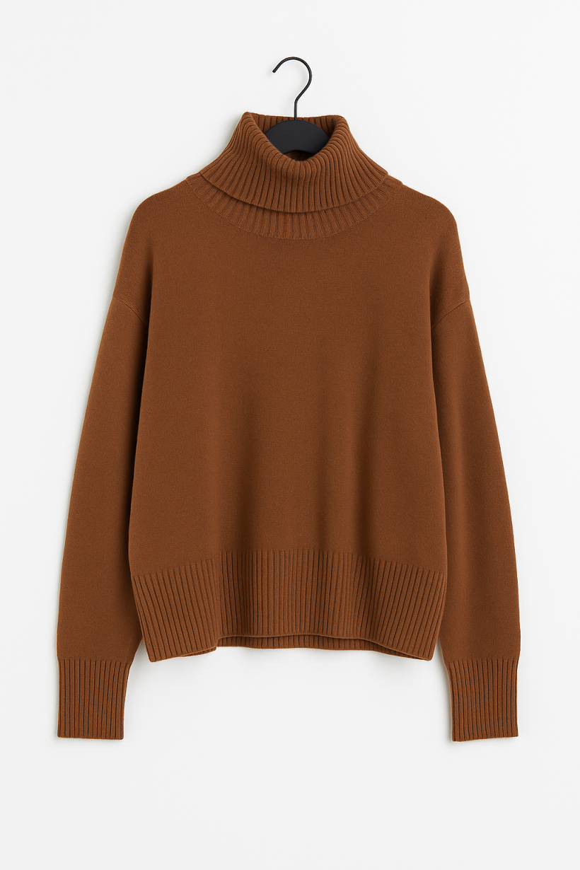 Sweter golf brązowy 1579