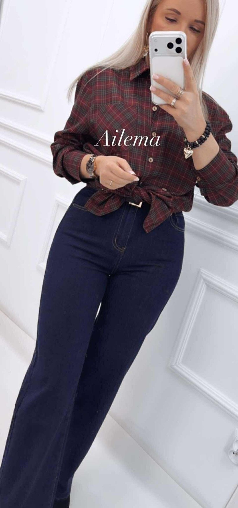 Jeansy M.Sara szeroka nogawka BQ3359-2 ciemny jeans