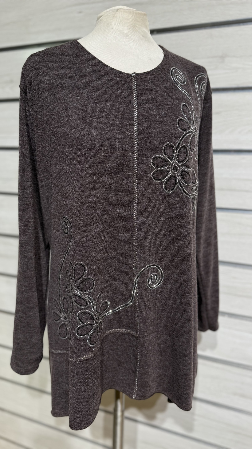 TUNICA MALHA FLORES APLIQUES