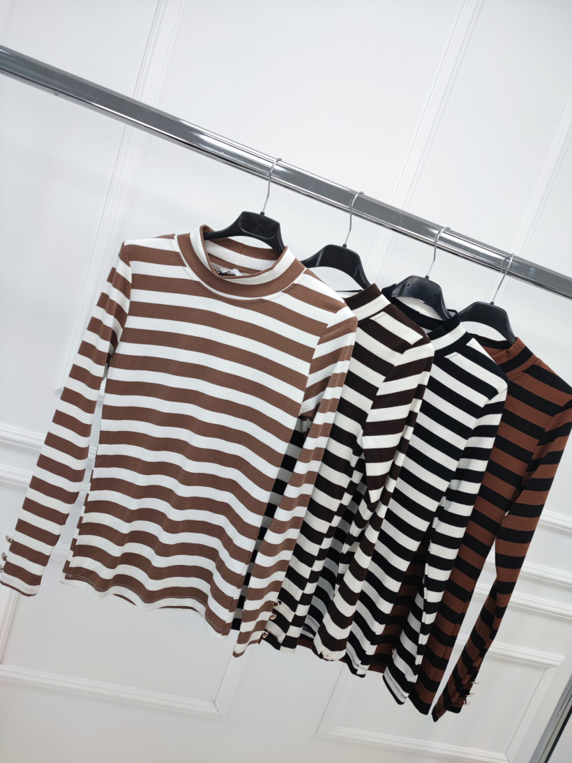 WYPRZEDAŻ Półgolf MEGI B2382 długi rękaw w paski