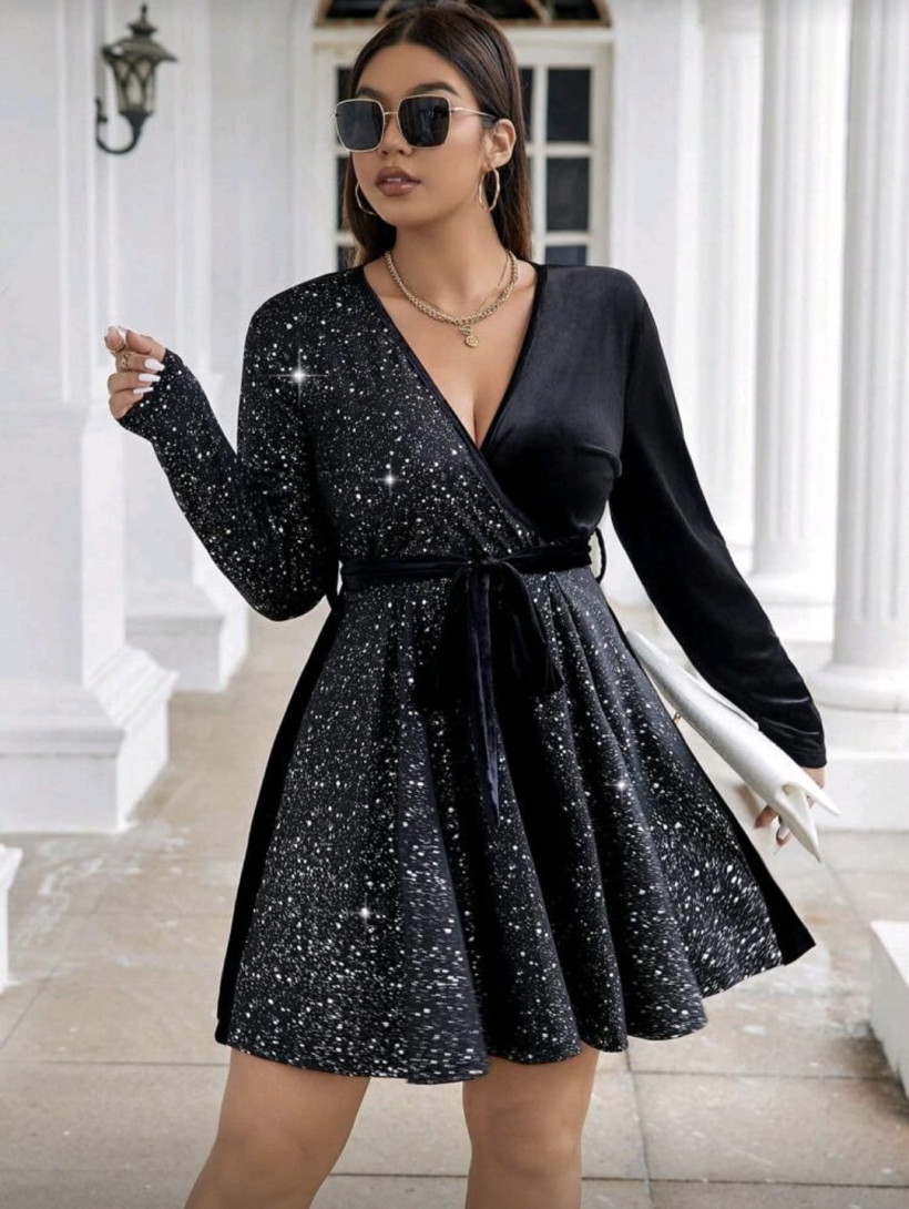 AL202   Sukienka welurowa nakrapiana CHINY