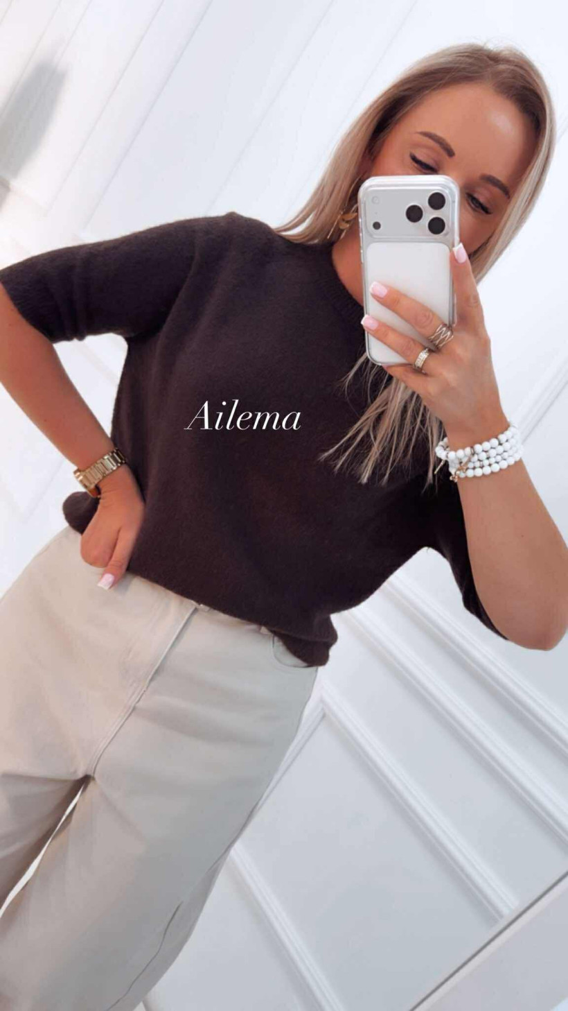 Sweterek krótki rękaw kk1587 okrągły dekolt