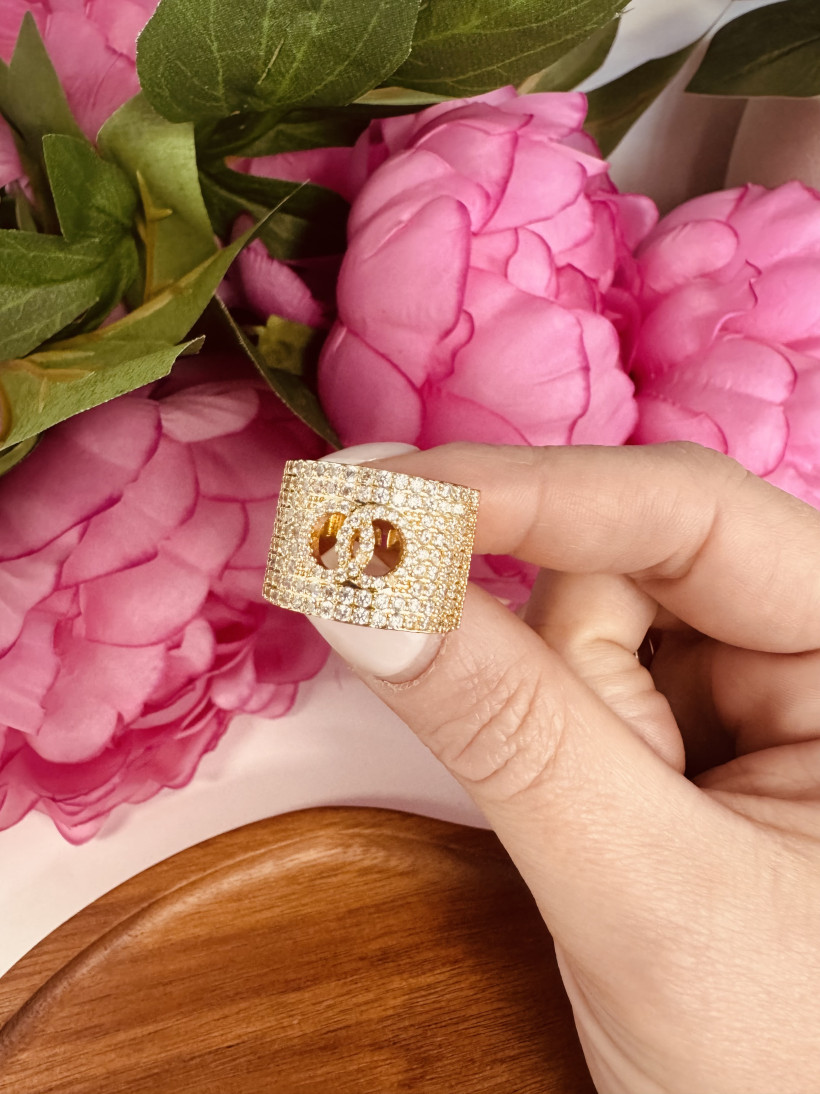 Pierścionek kółka cyrkonie 14098 I