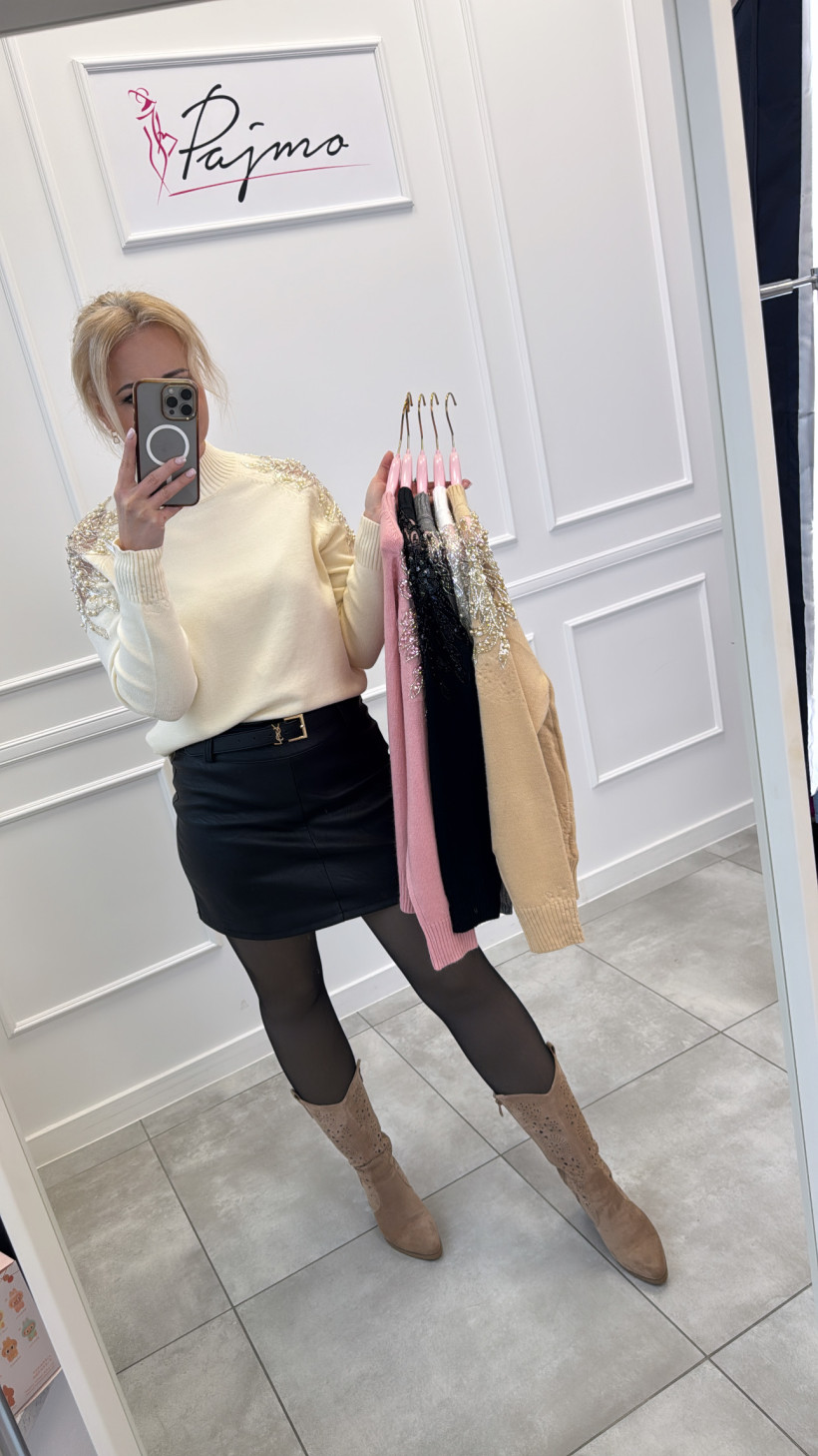 Sweter zdobione ramiona 14109